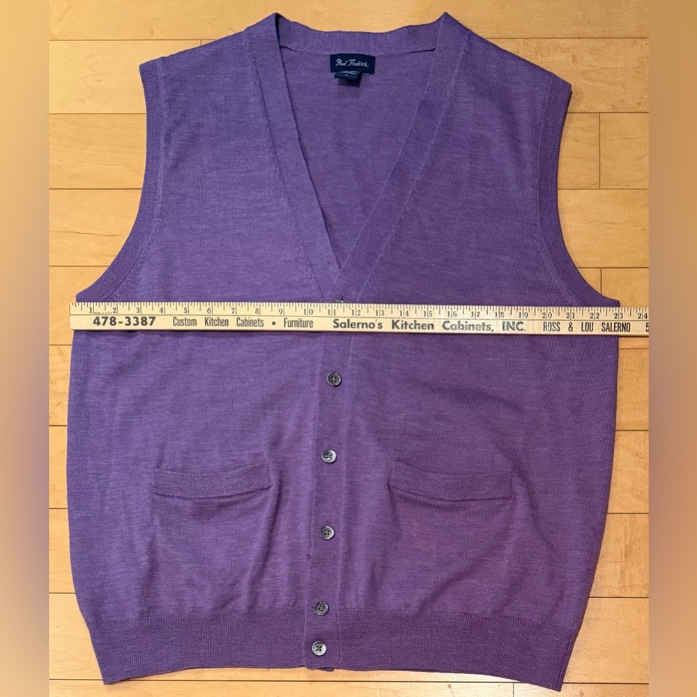 Paul Fredrick Men’s 100% Merino Wool Vest Button Front - Light Purple - XL - Picture 8 of 9